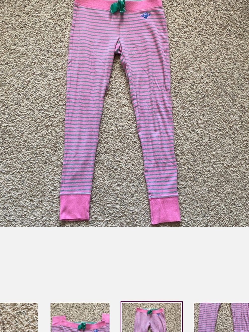 Gilly Hicks Pink and Green Striped Thermal Leggings, S